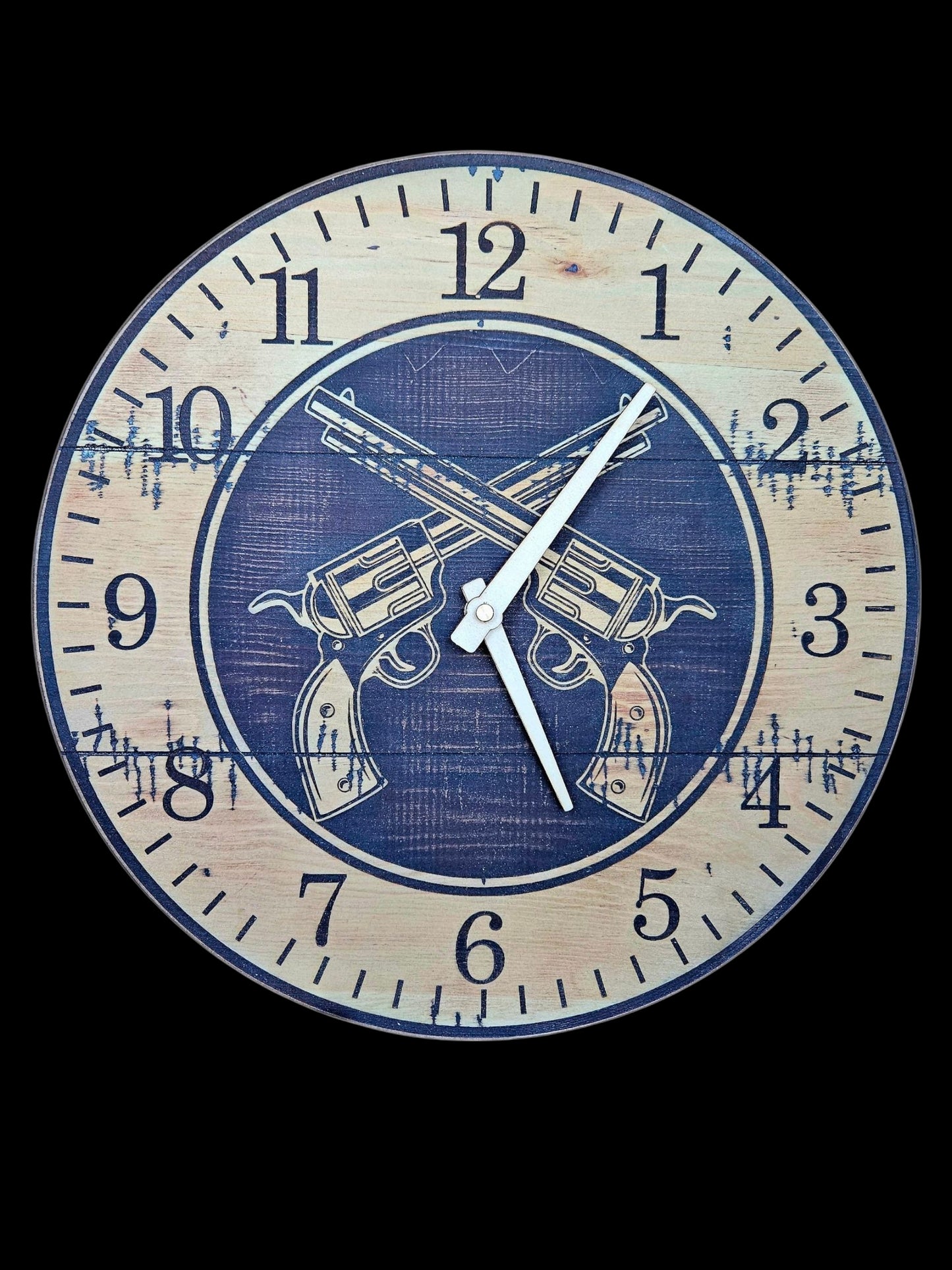 Gun Clock Wood 13" # 572