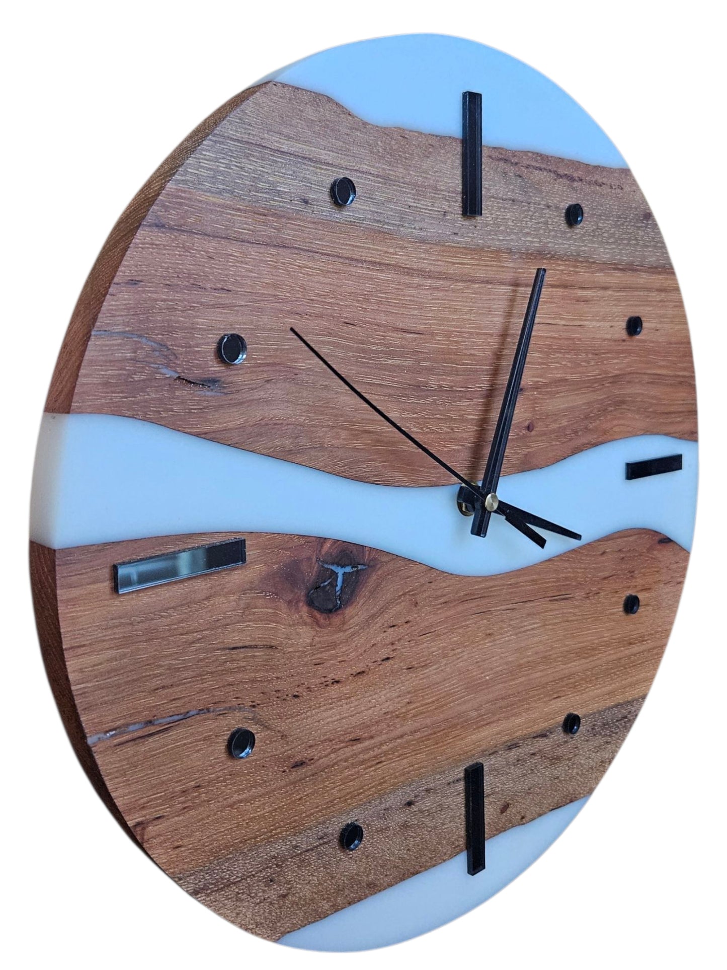 Pecan and White epoxy Clock 13" #573