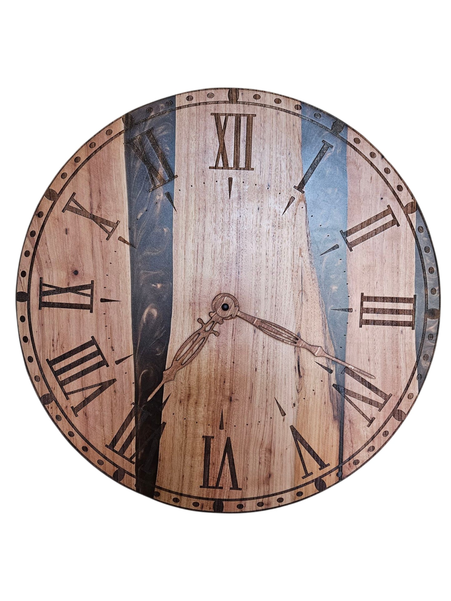 Pecan Wood and Chocolate Epoxy Clock 18" #660
