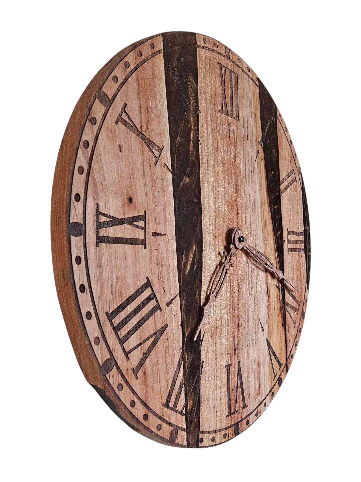 Pecan Wood and Chocolate Epoxy Clock 18" #660
