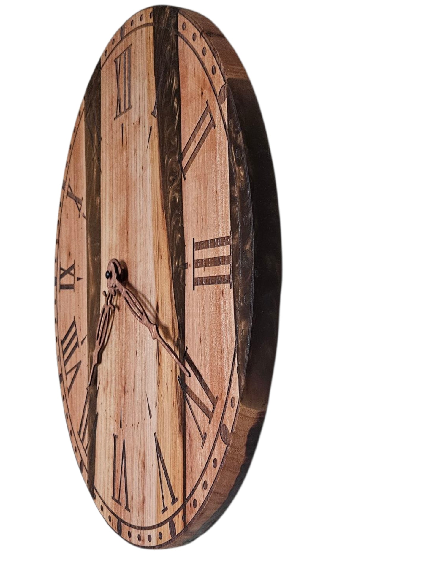 Pecan Wood and Chocolate Epoxy Clock 18" #660