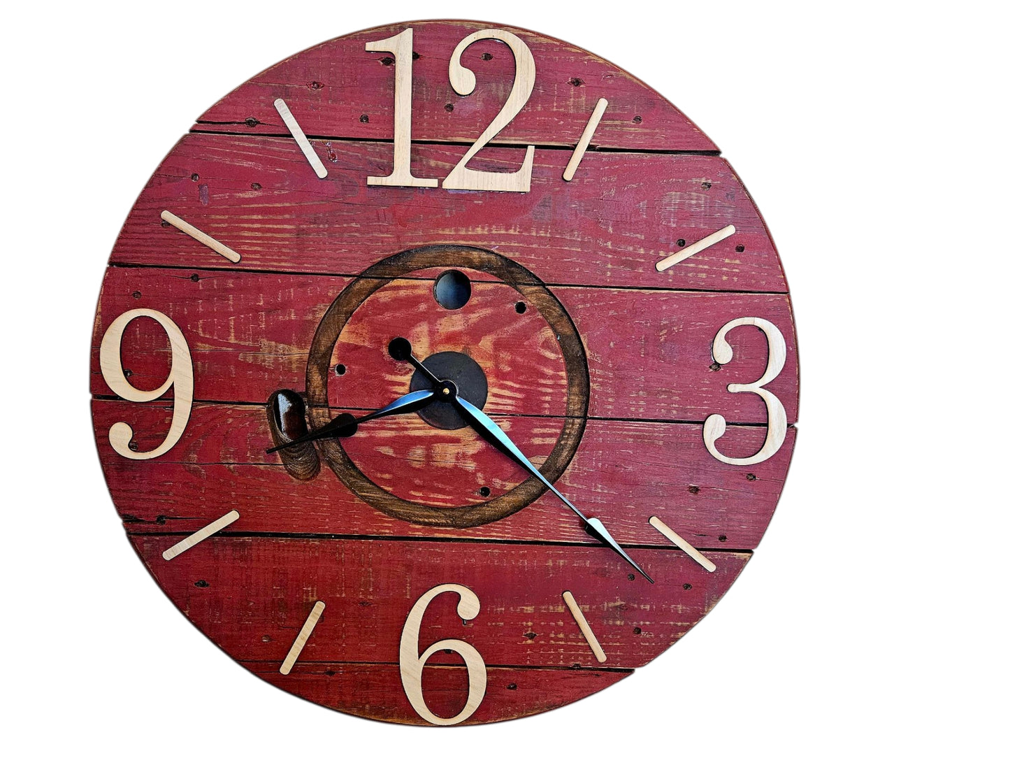 Rustic Red Spool Clock – 30" #580