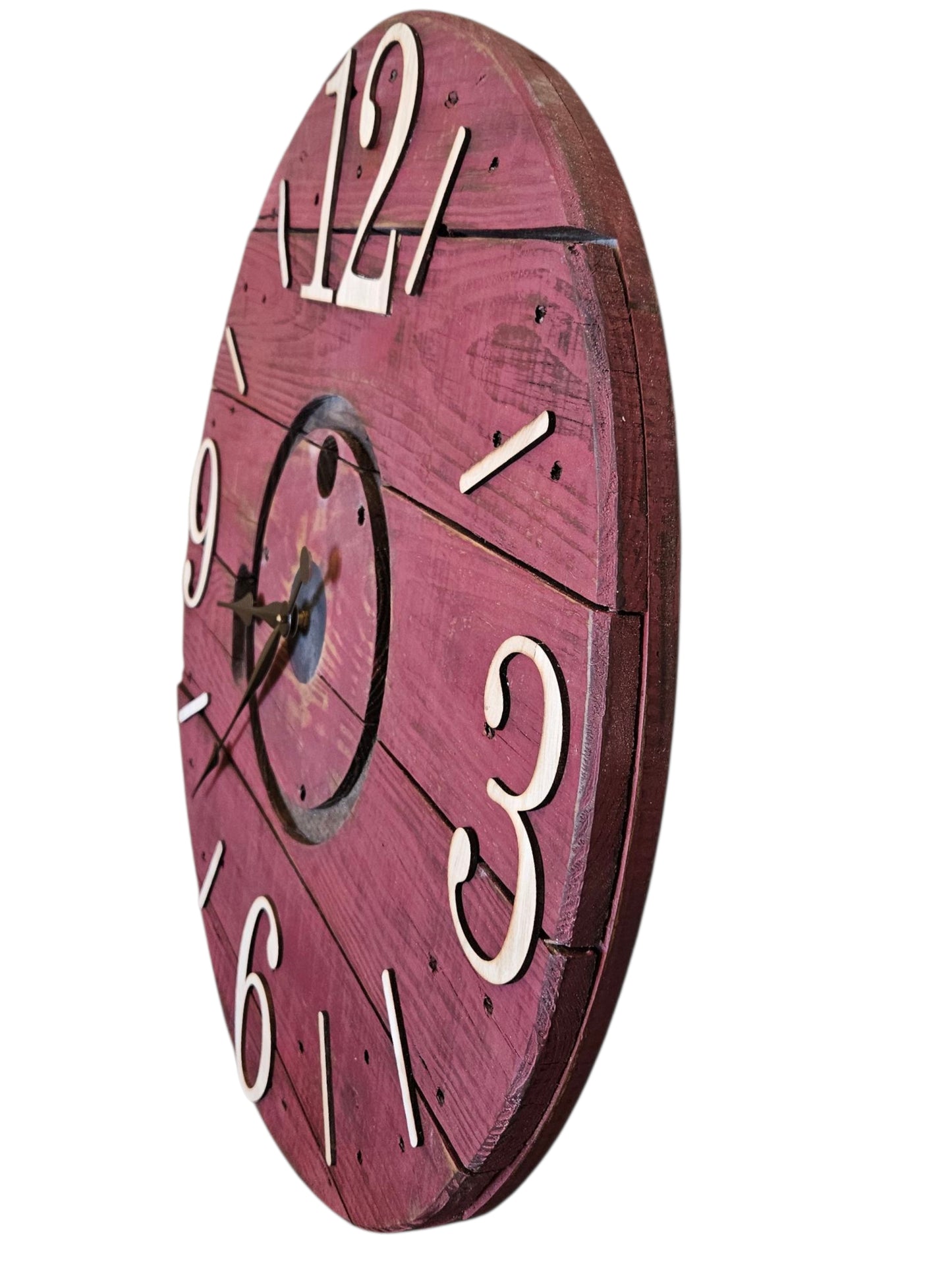 Rustic Red Spool Clock – 30" #580