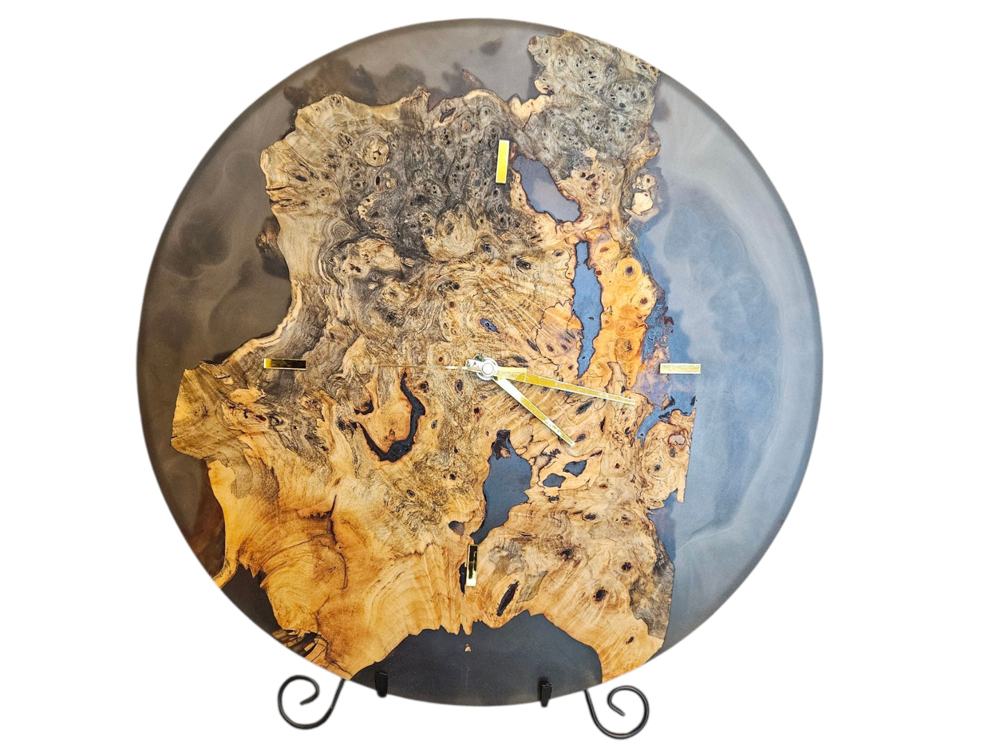 Buckeye Burl and Charcoal Gray Clock 17" #576