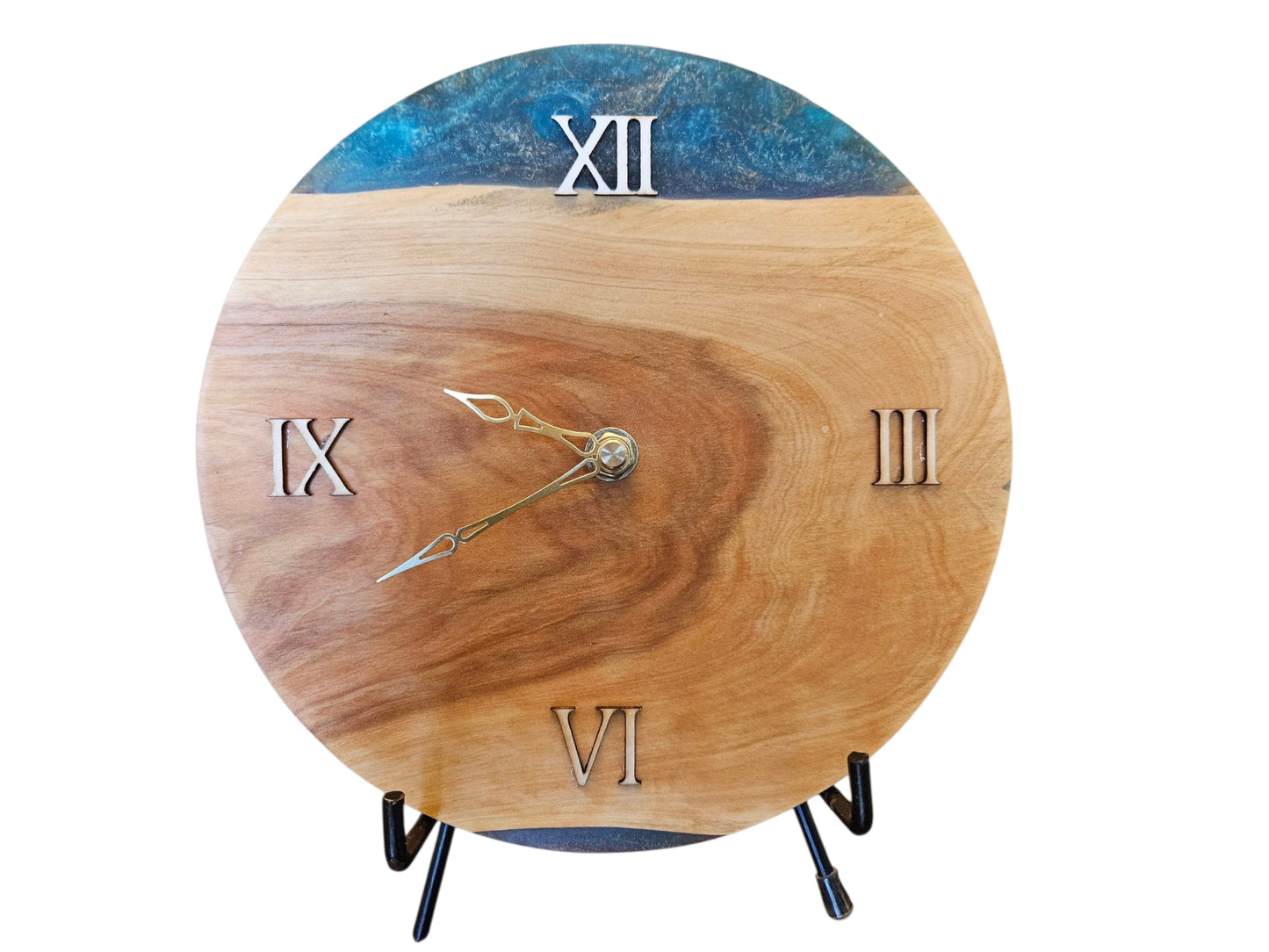 Olive wood green epoxy clock 8" #575
