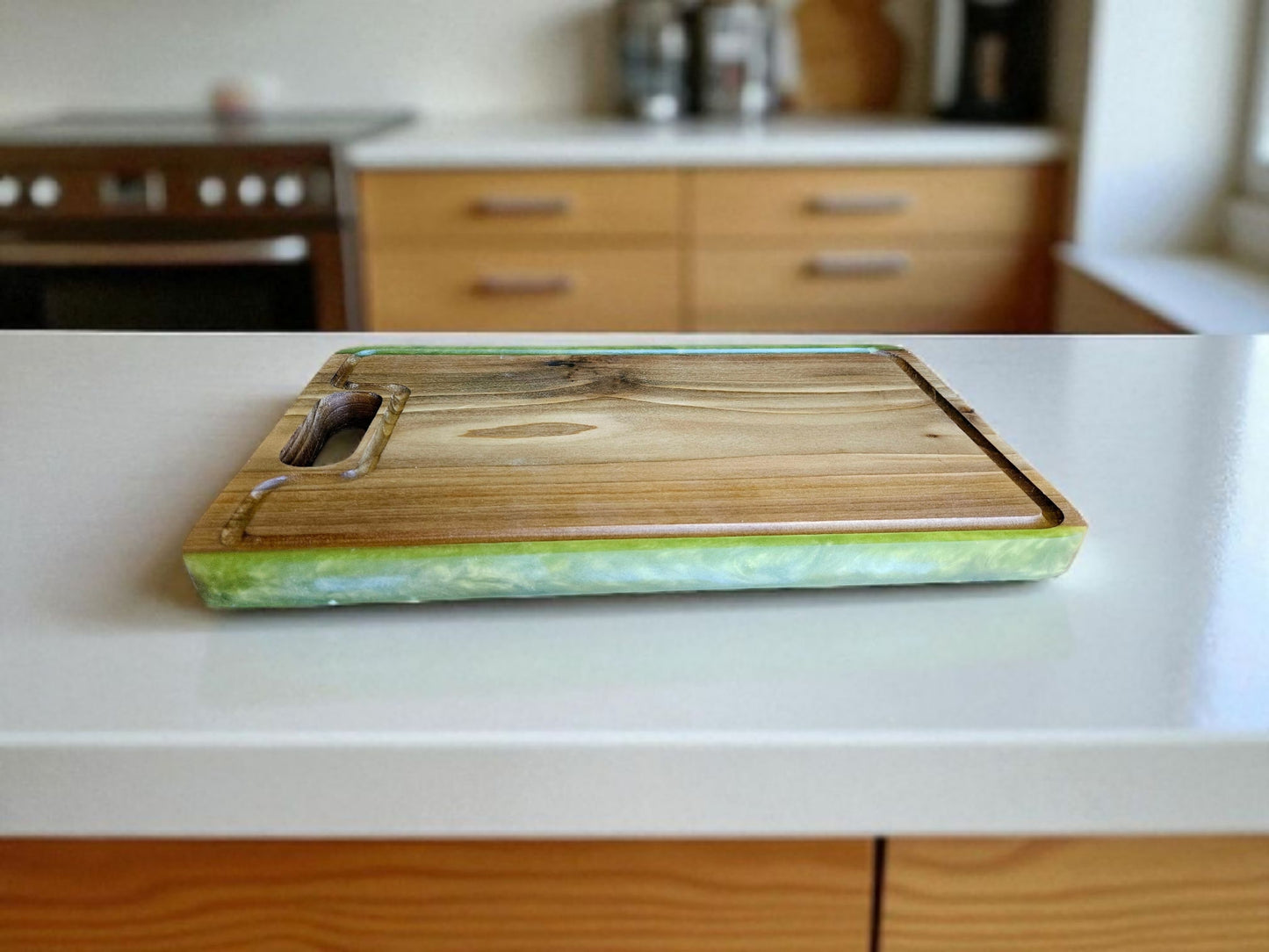 Poplar and Green Epoxy Tray 16" x 9" #661