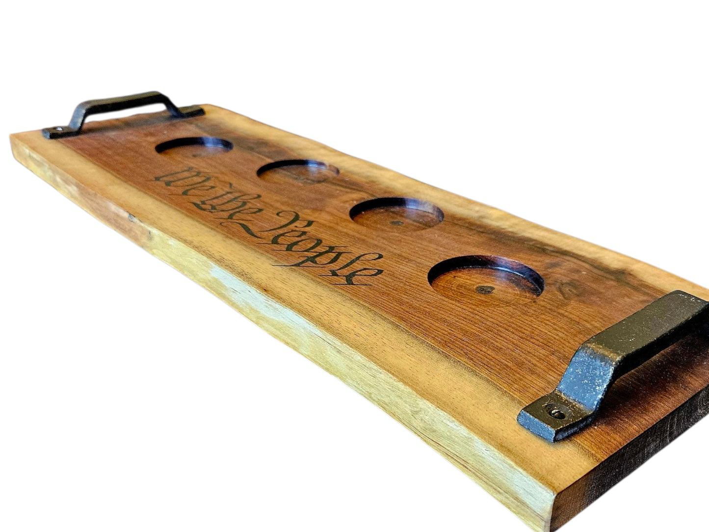 Walnut “We the People” Pint Glass Tray – 22" x 8" #597