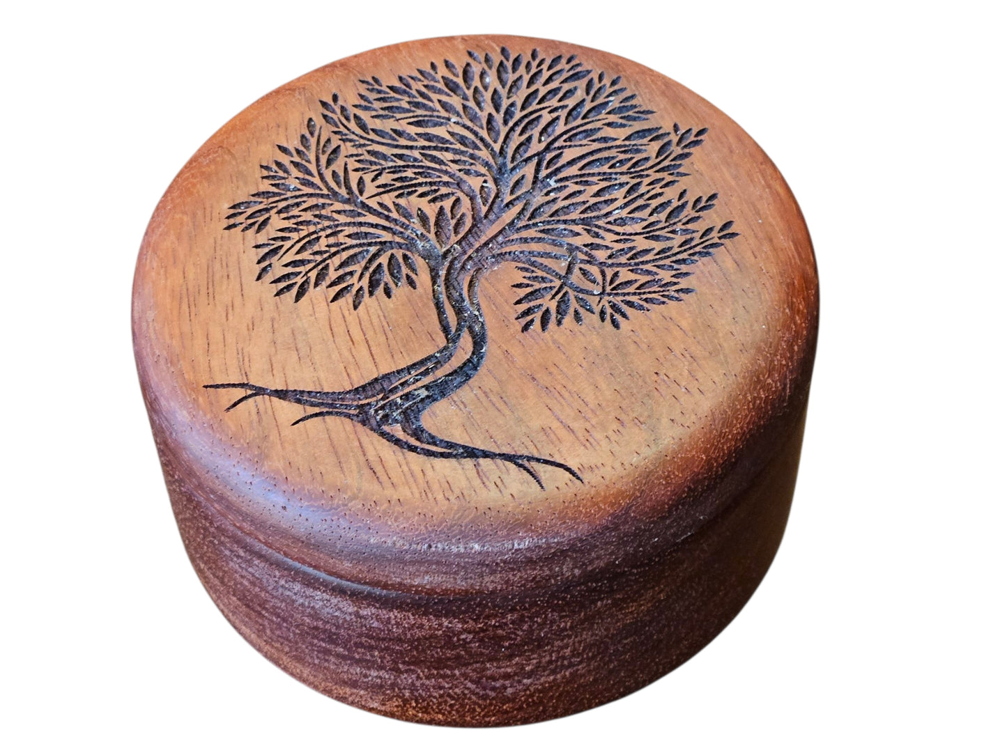 Hand-Carved Wooden Box – Tree of Life Design 5" #599