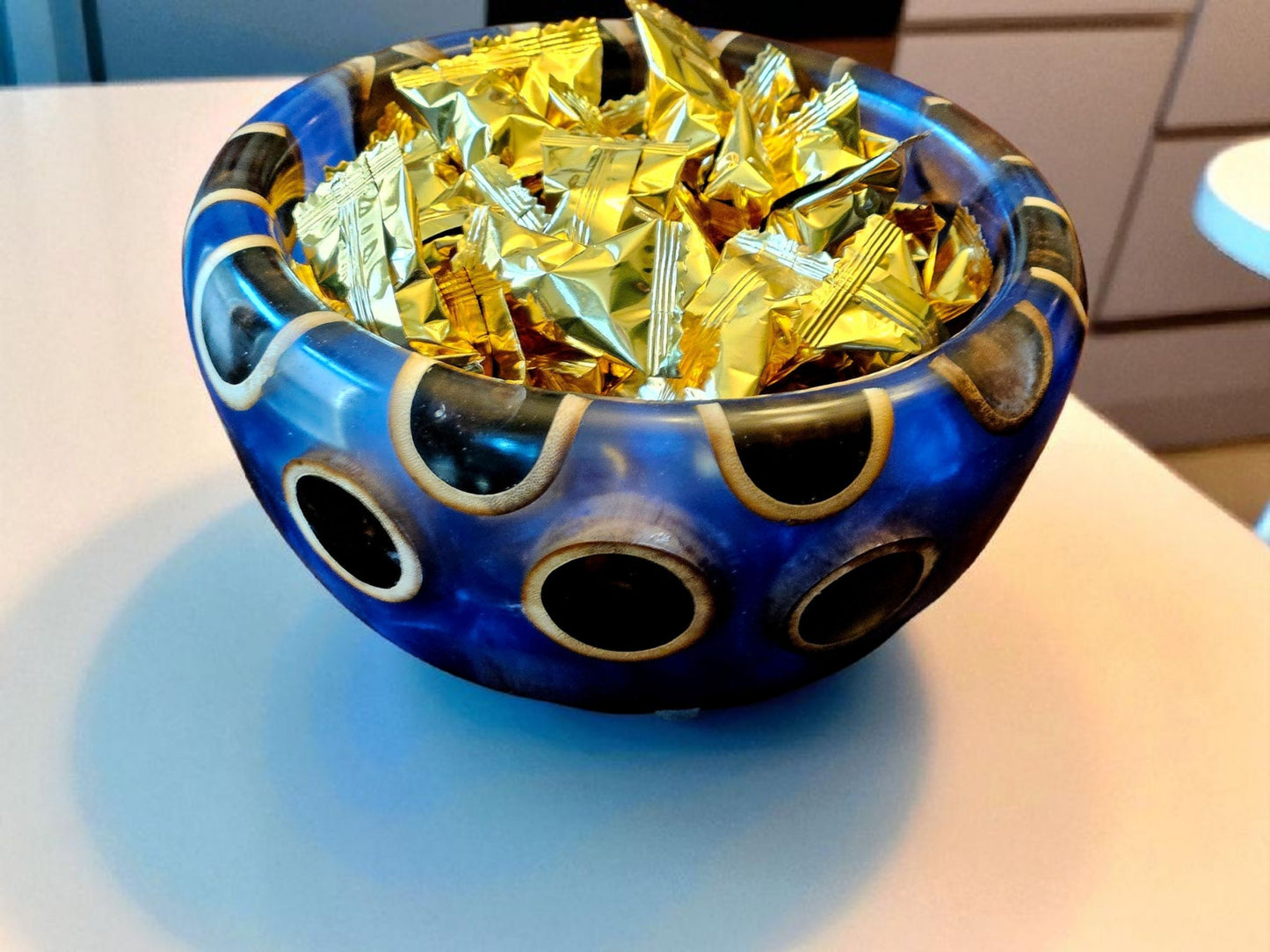 Bamboo with Blue Epoxy Bowl 7" #600
