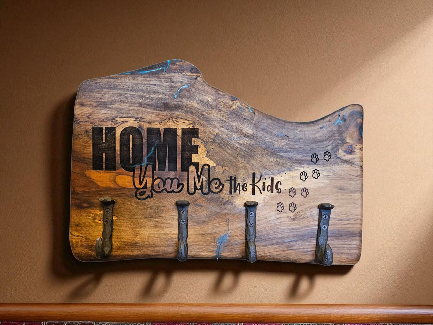 “You, Me & the Kids” Wooden Coat Rack 19" x 13" #602