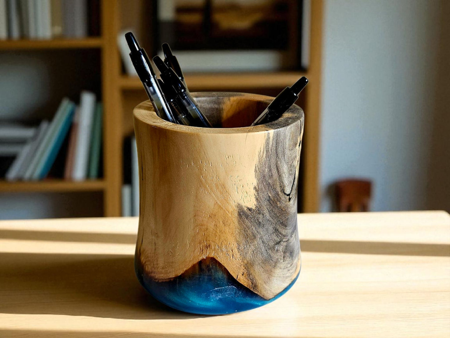 Wood and Turquoise Epoxy dish #668