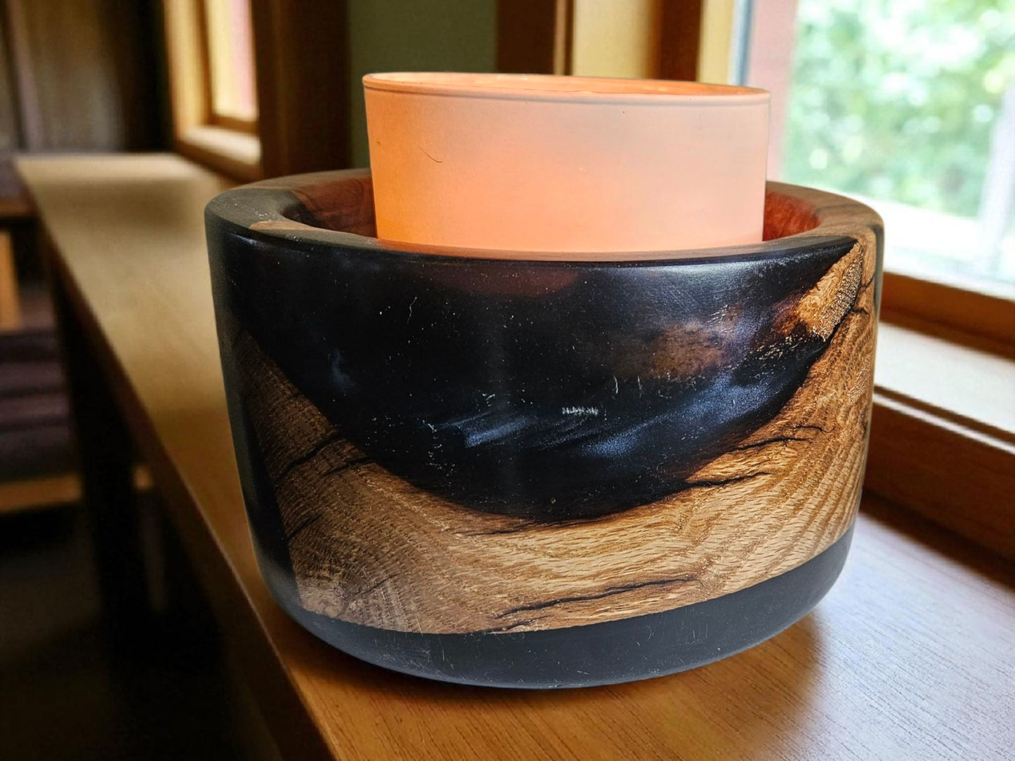 PecN Wood and Black Epoxy Bowl 7' x 4" #667