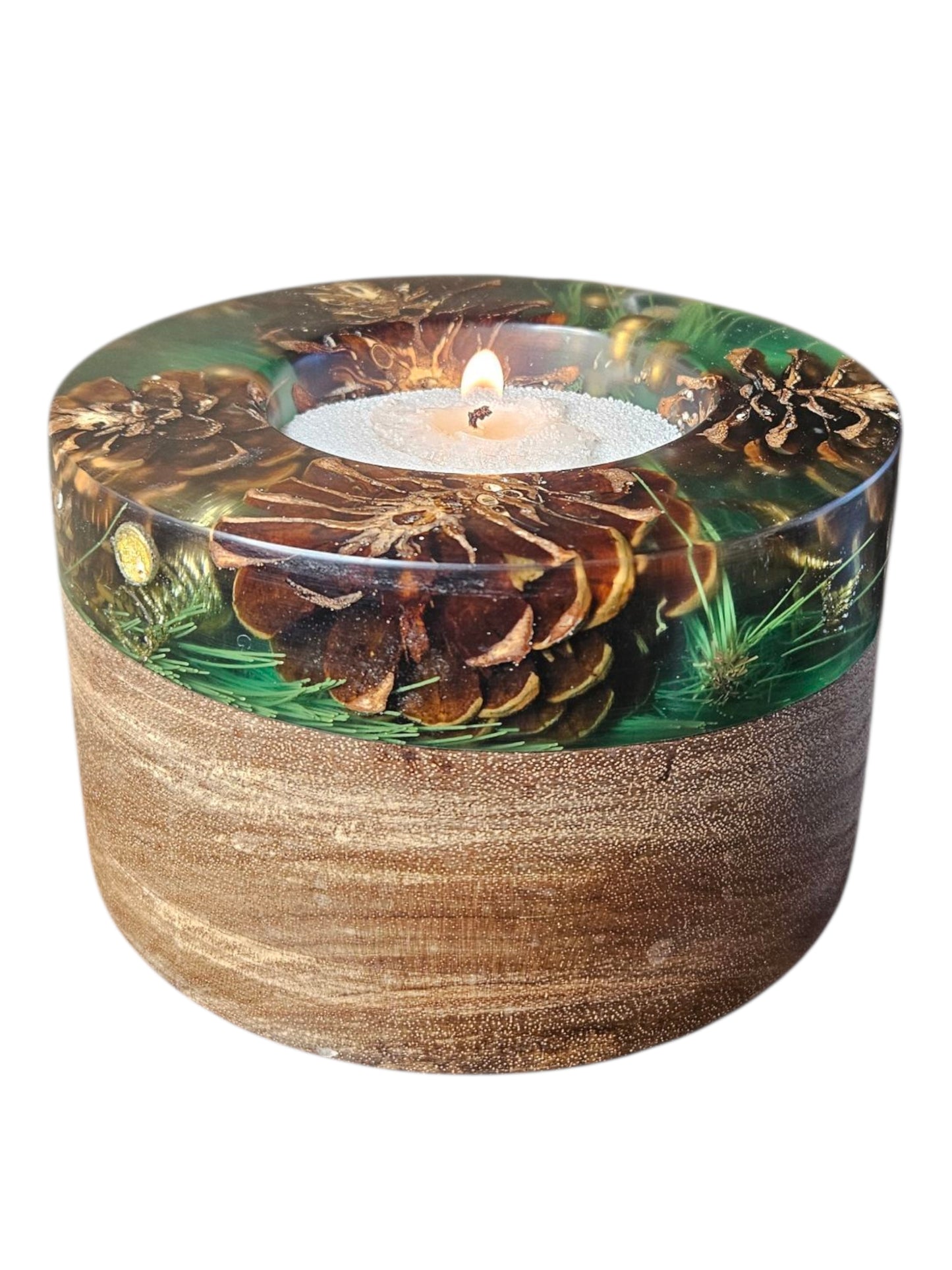 Walnut with Pinecones and Green Epoxy 7" x 4" #609