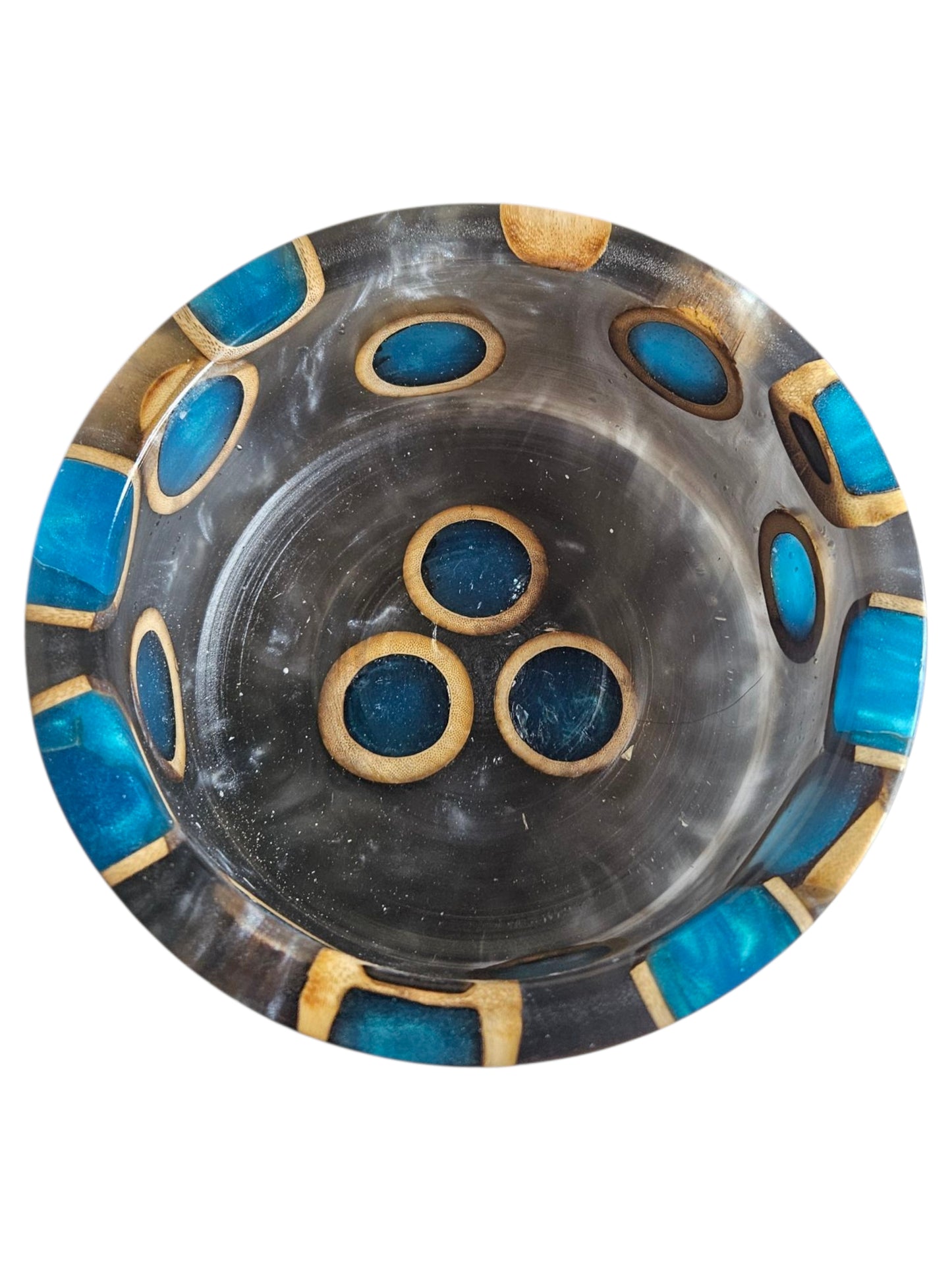 Smokey Grey Dish with Bamboo Turquoise 6" x 3" #612