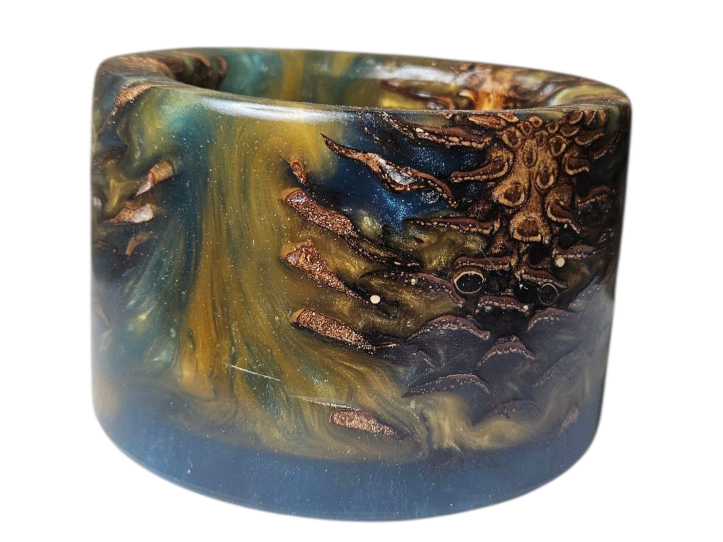 Pinecones with Green and Yellow Accents Candle Holder 4" x 3" #611