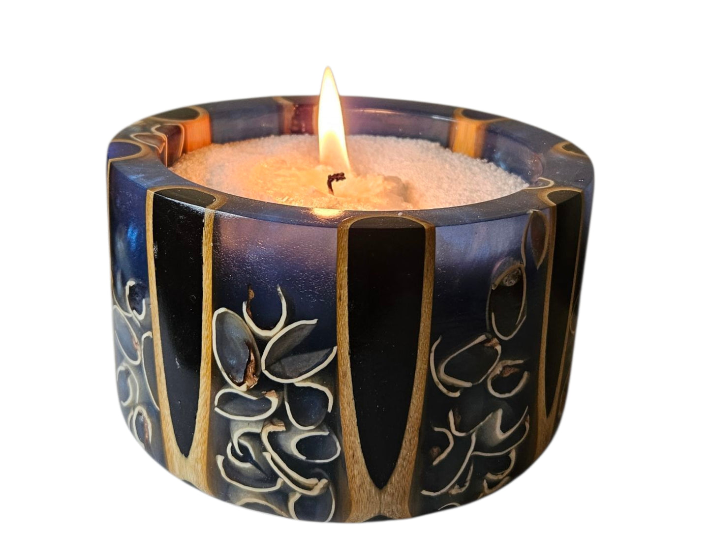 Bamboo and Pistachio Shells Candle Holder 5" x 3" #614