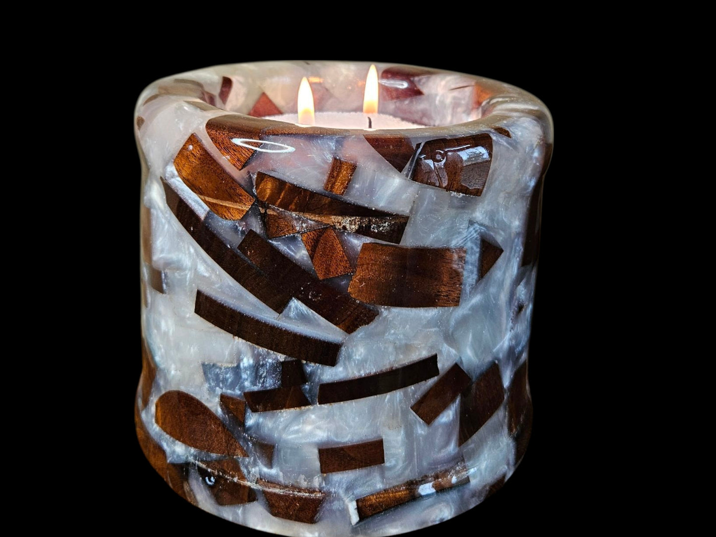 White Epoxy and Walnut Bowl 6" x 6" #621