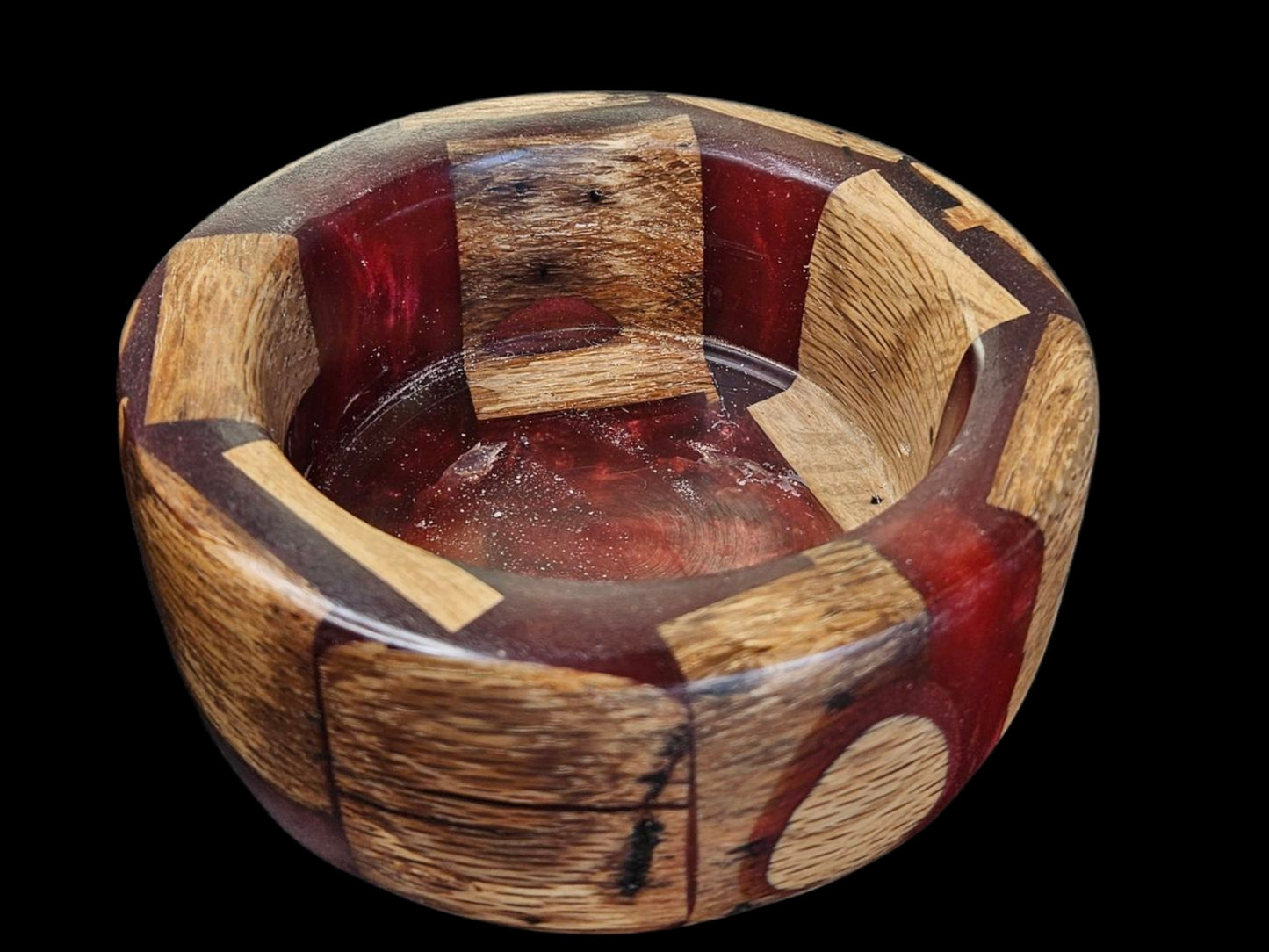 Red Epoxy and Pecan Dish 6" x 3" #625