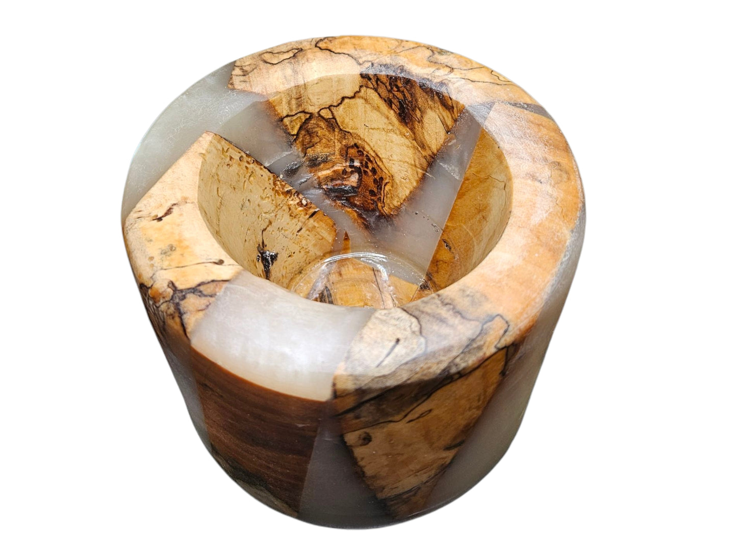 Cream Epoxy with Spalted Maple Dish 6" x 5" #626