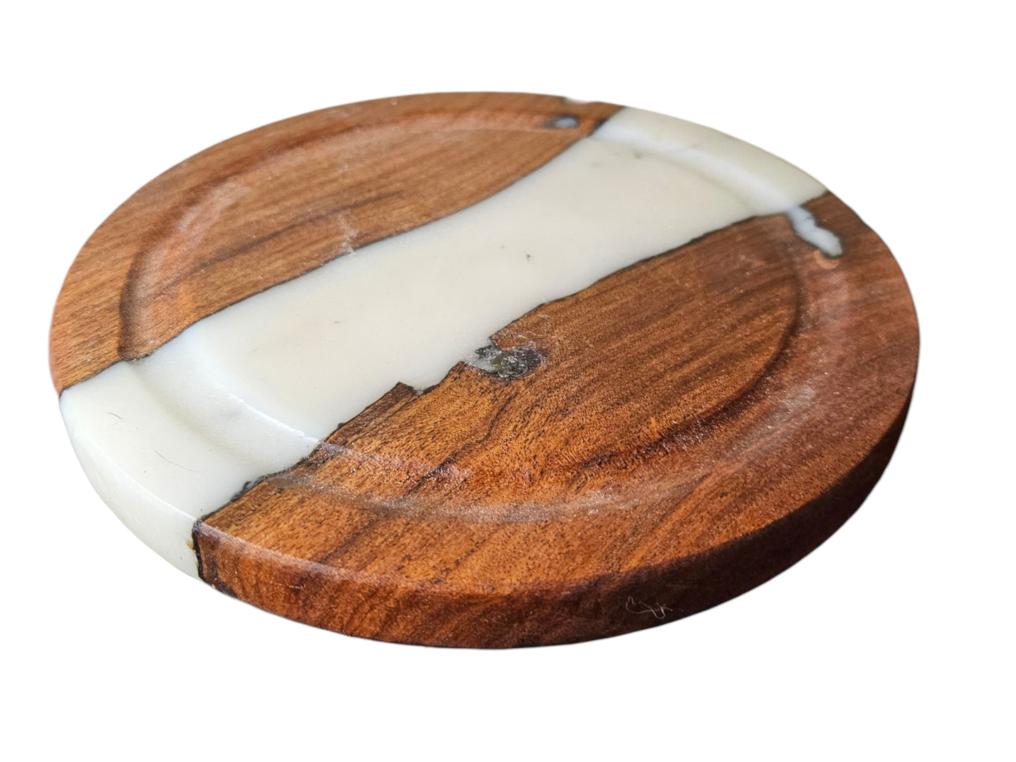 Walnut and White Epoxy with Cloche Cheese Tray 8" x 7" #630
