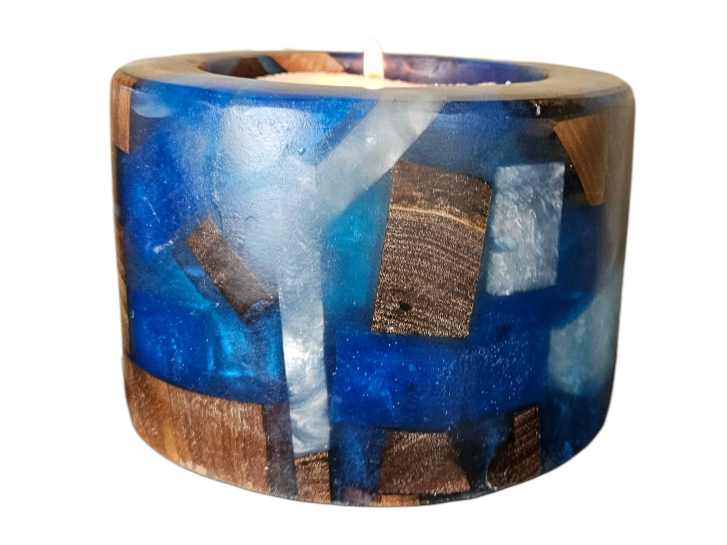 Blue Epoxy and Walnut Dish 6" x 4" #633