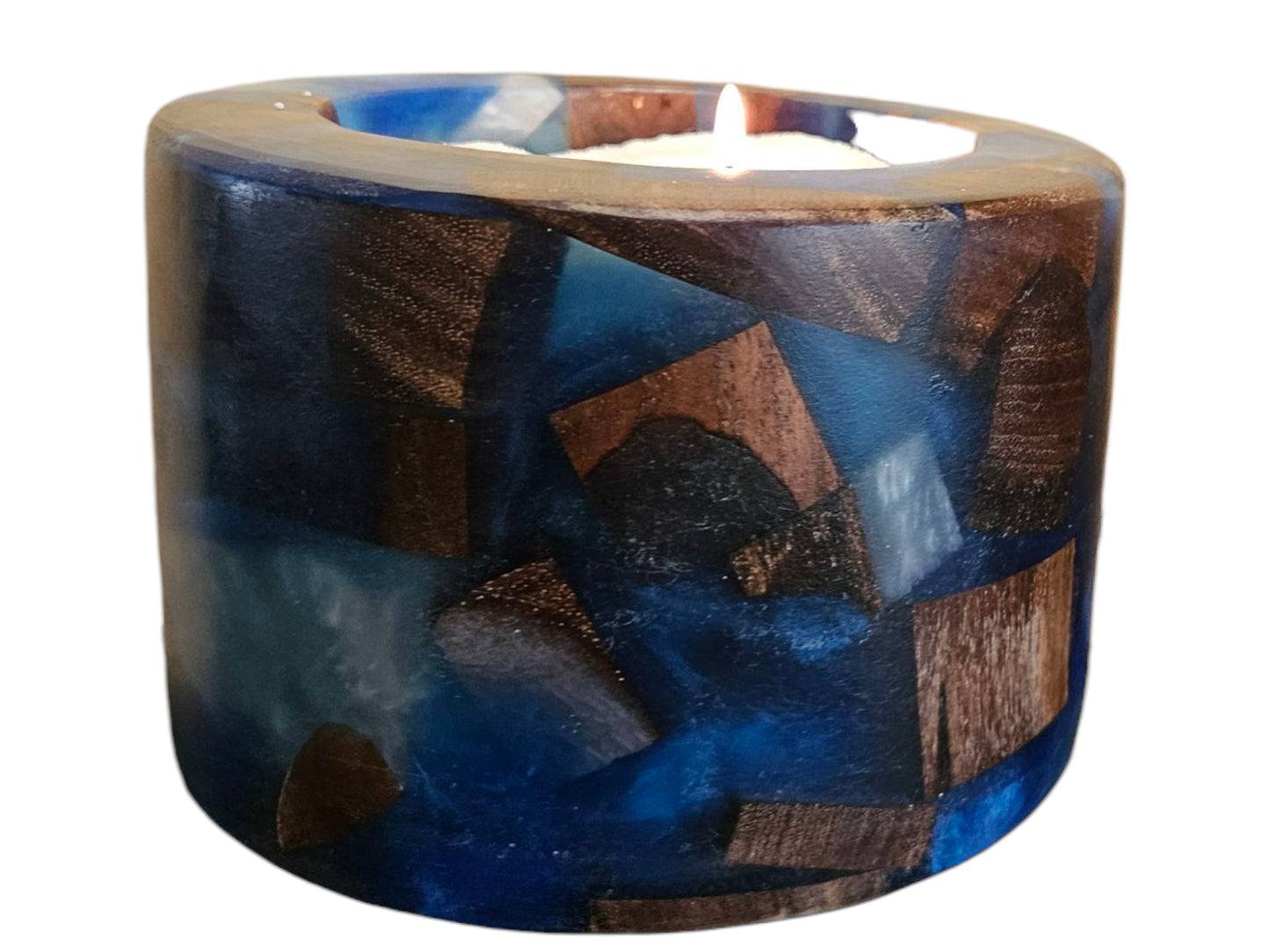 Blue Epoxy and Walnut Dish 6" x 4" #633