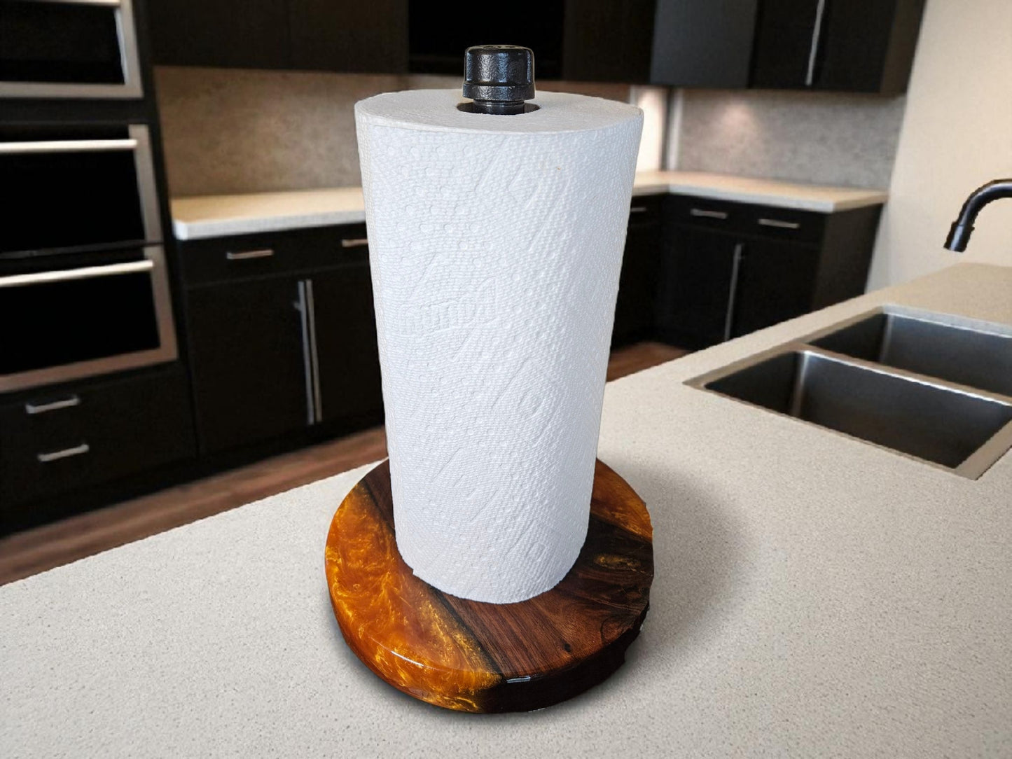Pecan and Golden Copper Paper Towel Holder 9" base #634