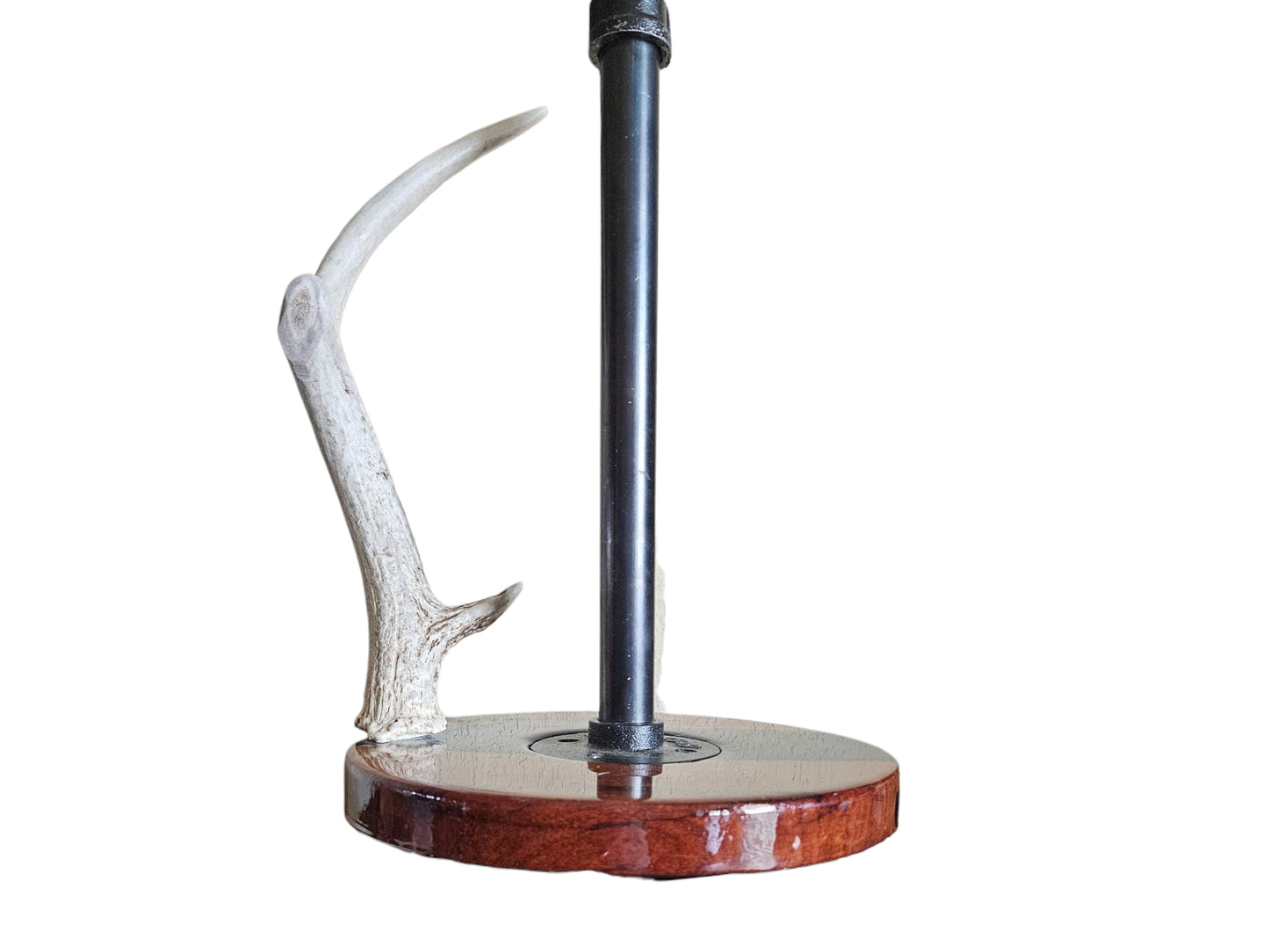 Rustic Antler Paper Towel Holder – Wood & Epoxy Base 9" #644
