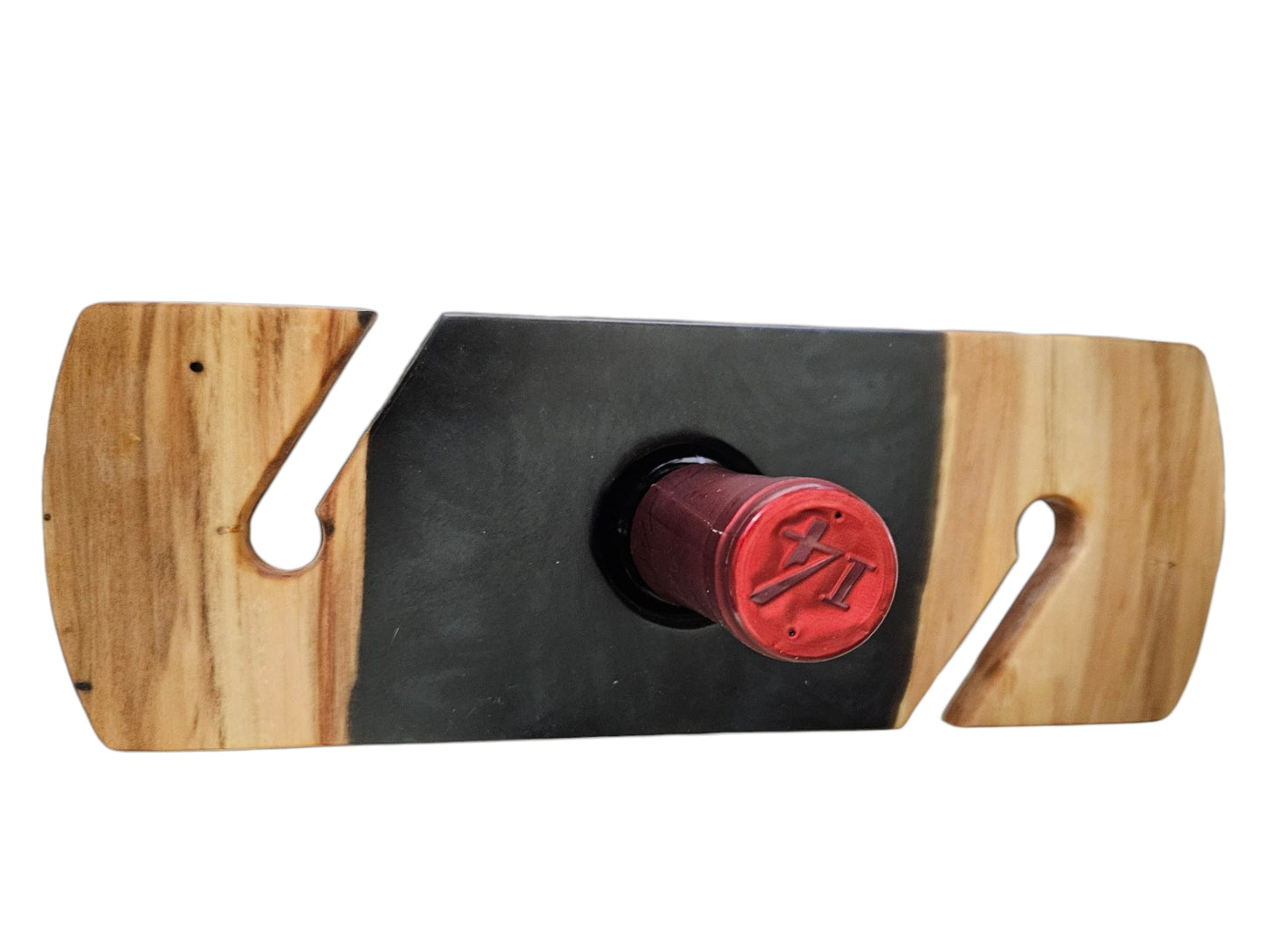 Pecan and Black Wine Caddy 10" x 4" #659