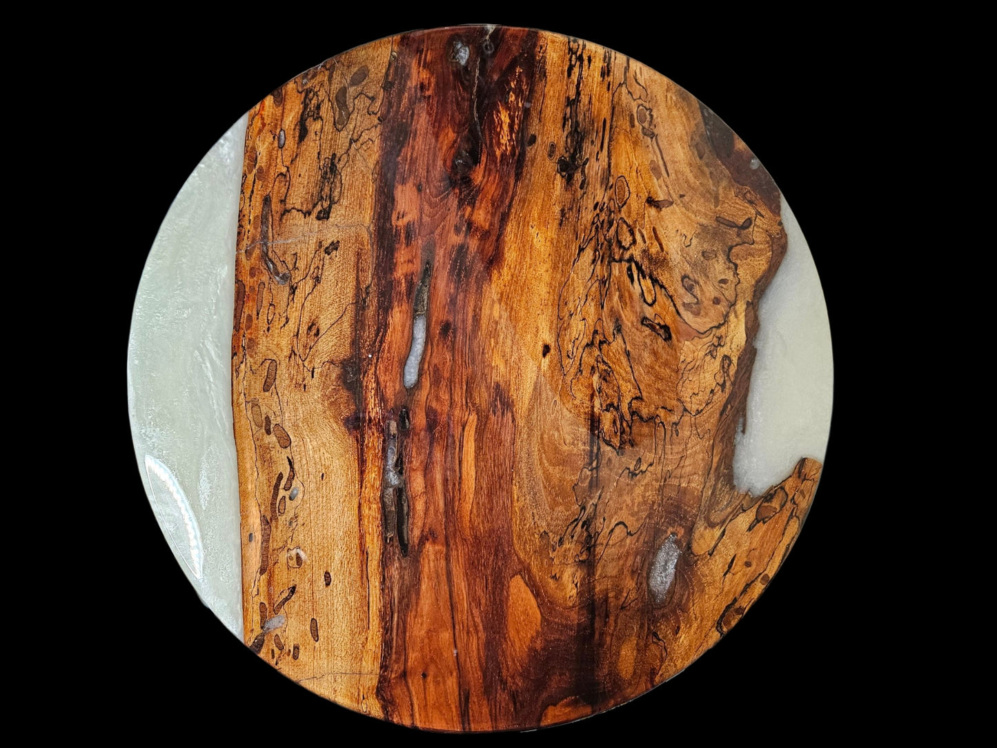 Pecan Lazy Susan w/Pearl White Epoxy 18" #648