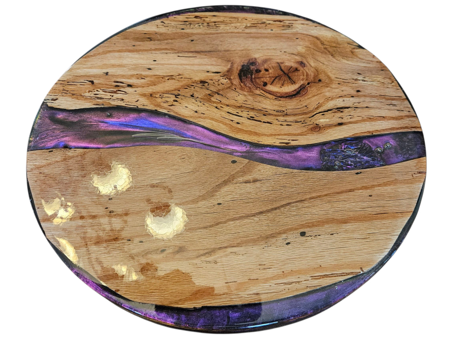 Pecan Lazy Susan with Color Shifting Epoxy 14" #670