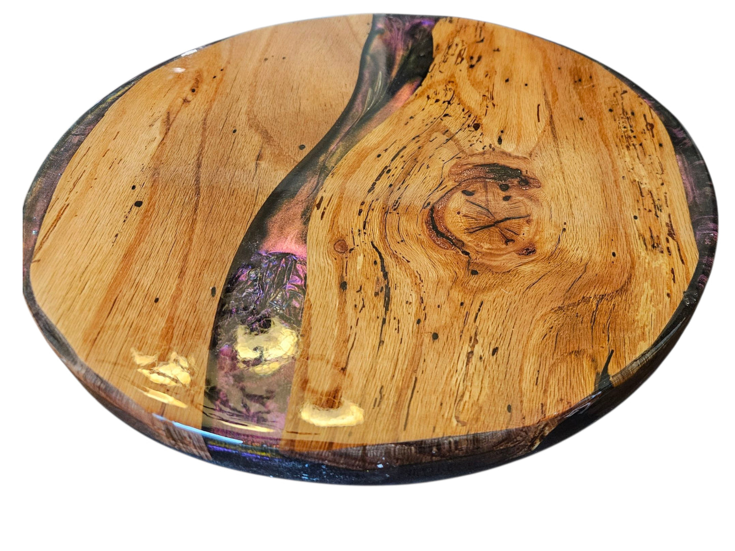 Pecan Lazy Susan with Color Shifting Epoxy 14" #670