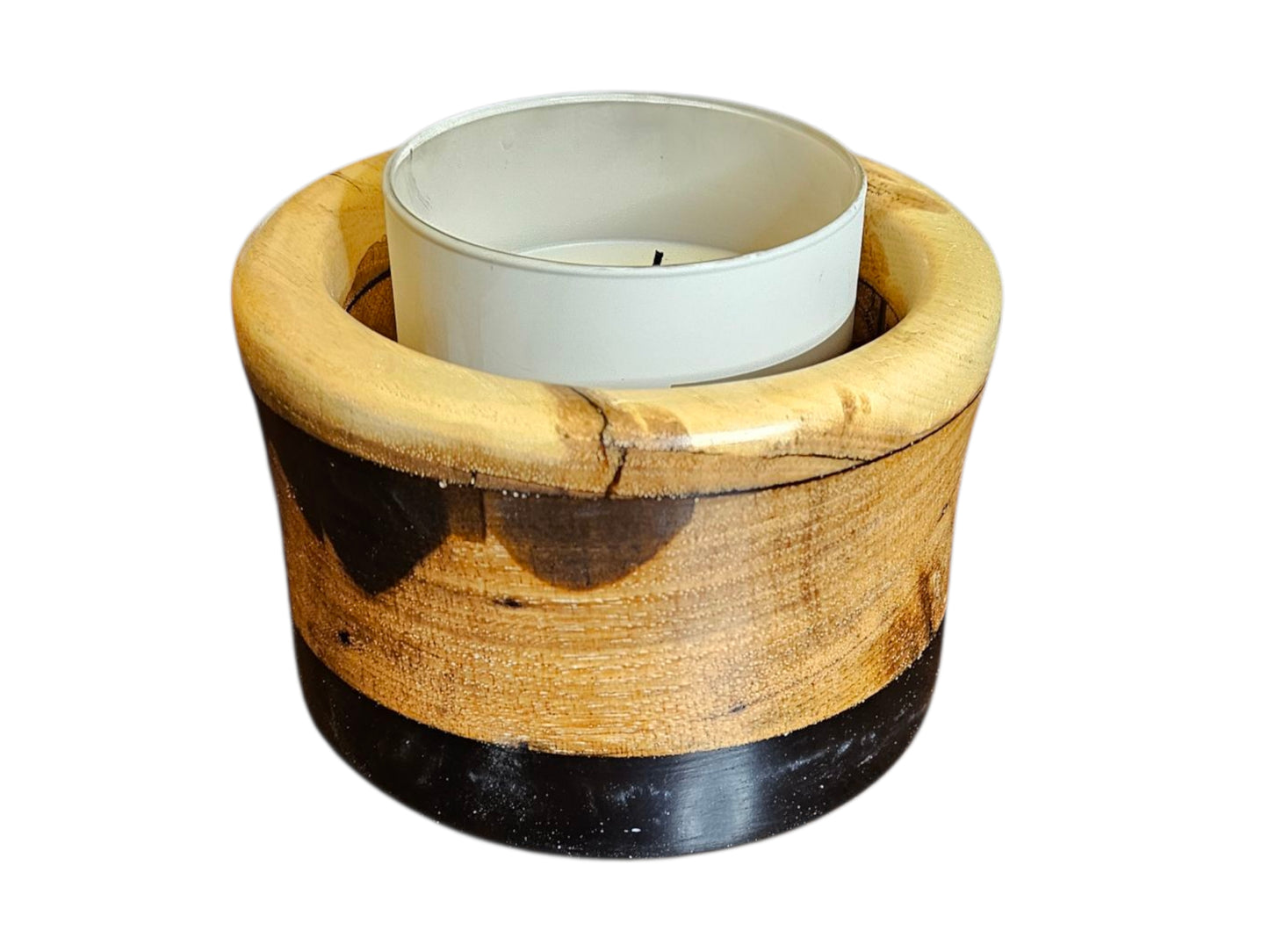 Spalted Maple and Black Epoxy Vessel 6 1/2" #672