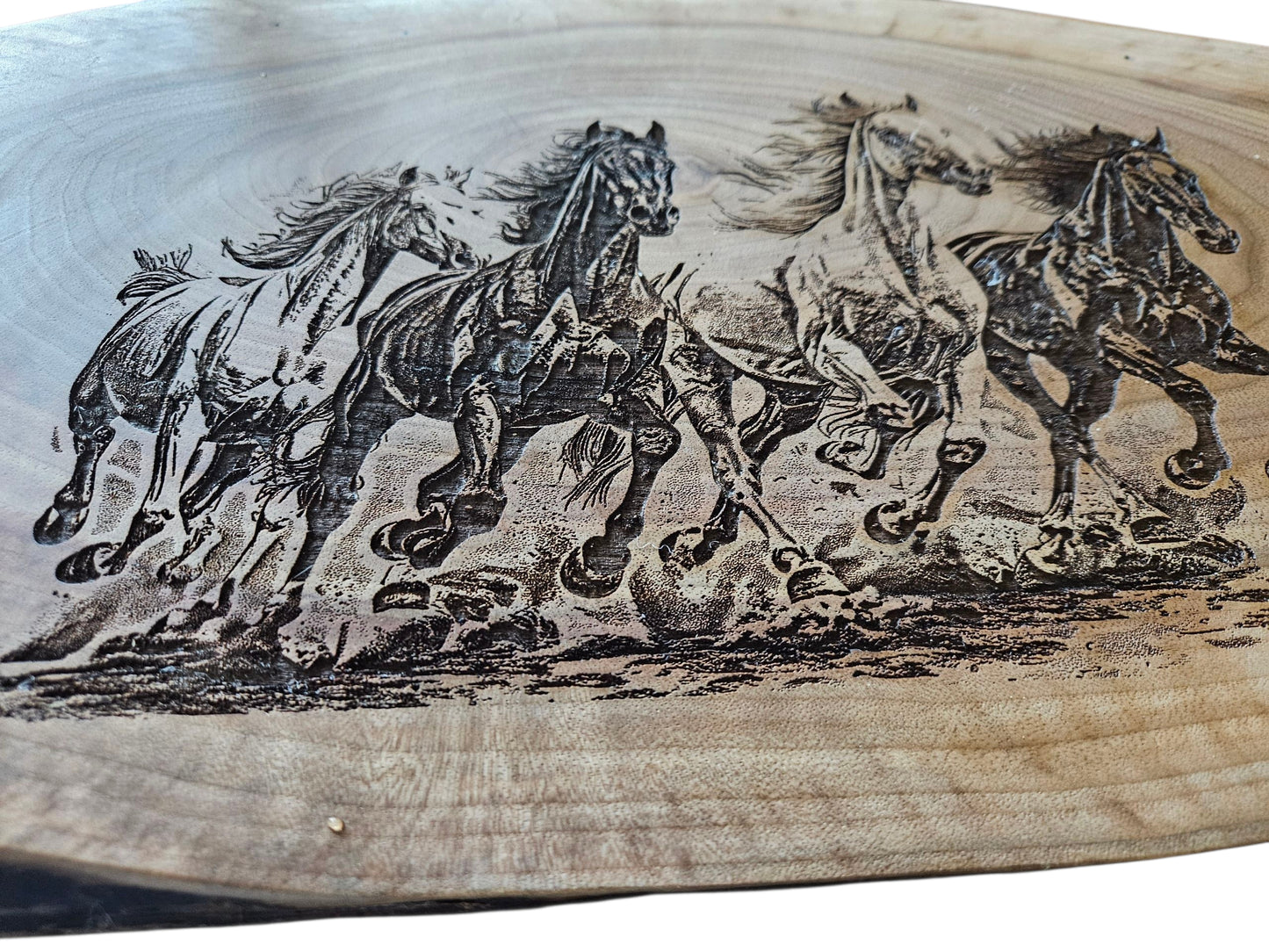 "Running Horses" on Walnut #702