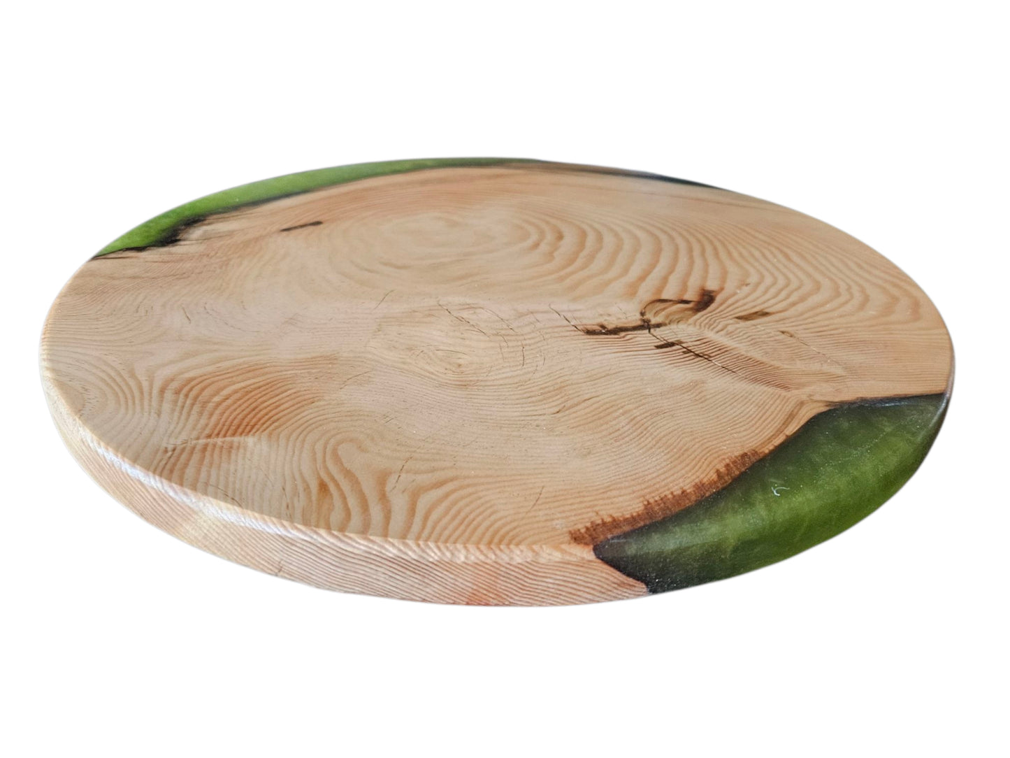 White Oak and Army Green 14" Lazy Susan #700