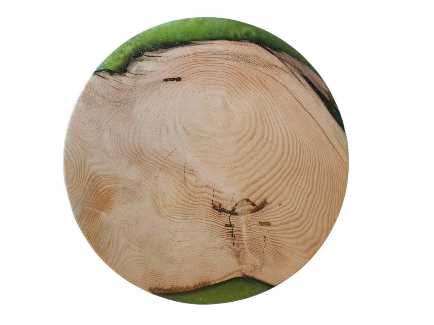 White Oak and Army Green 14" Lazy Susan #700