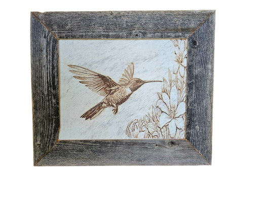 Hummingbird in mid-flight 14"x 12" #557