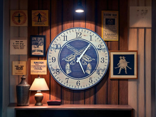 Gun Clock Wood 13" # 572