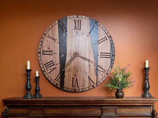 Pecan Wood and Chocolate Epoxy Clock 18" #660