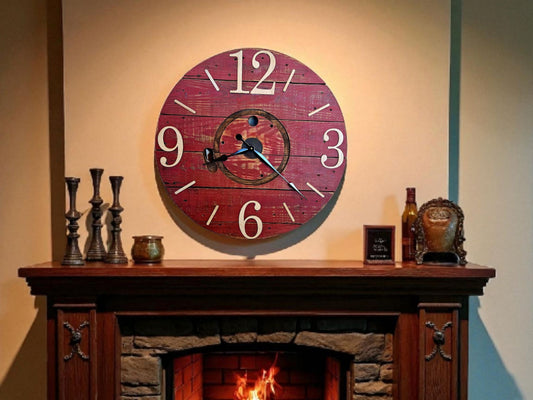Rustic Red Spool Clock – 30" #580
