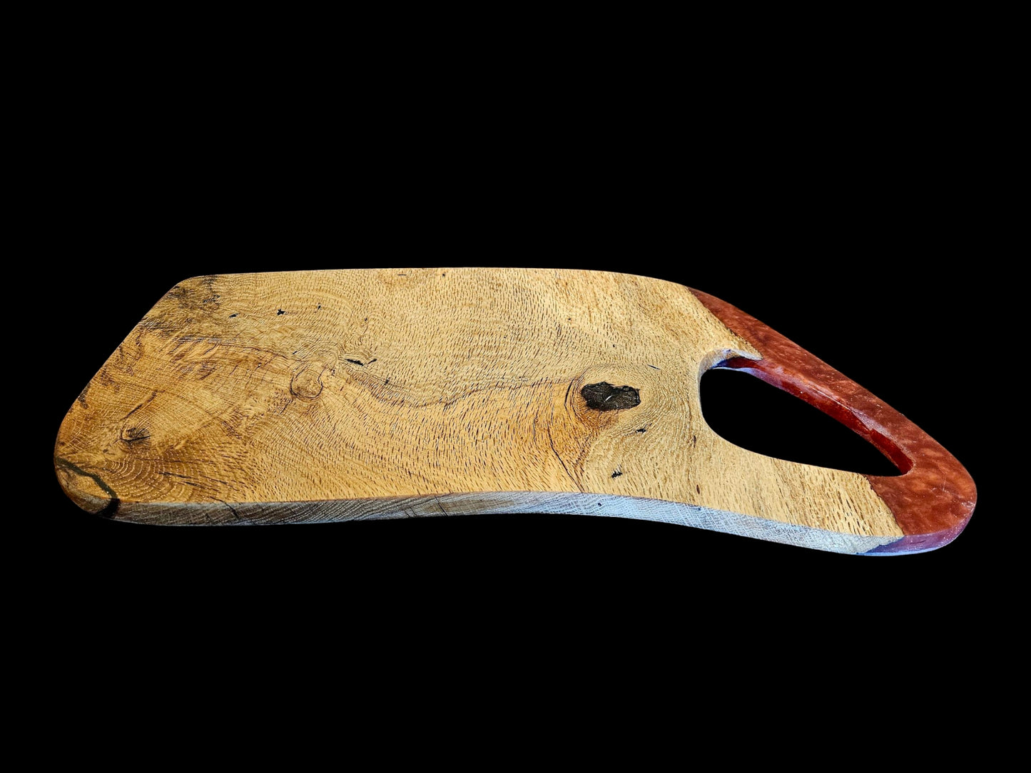 Pecan Charcuterie Board with red accent 18" x 9" #588