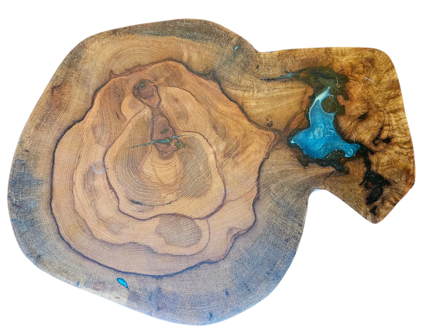 Pecan Charcuterie Board with Turquoise 14" x 11" #590