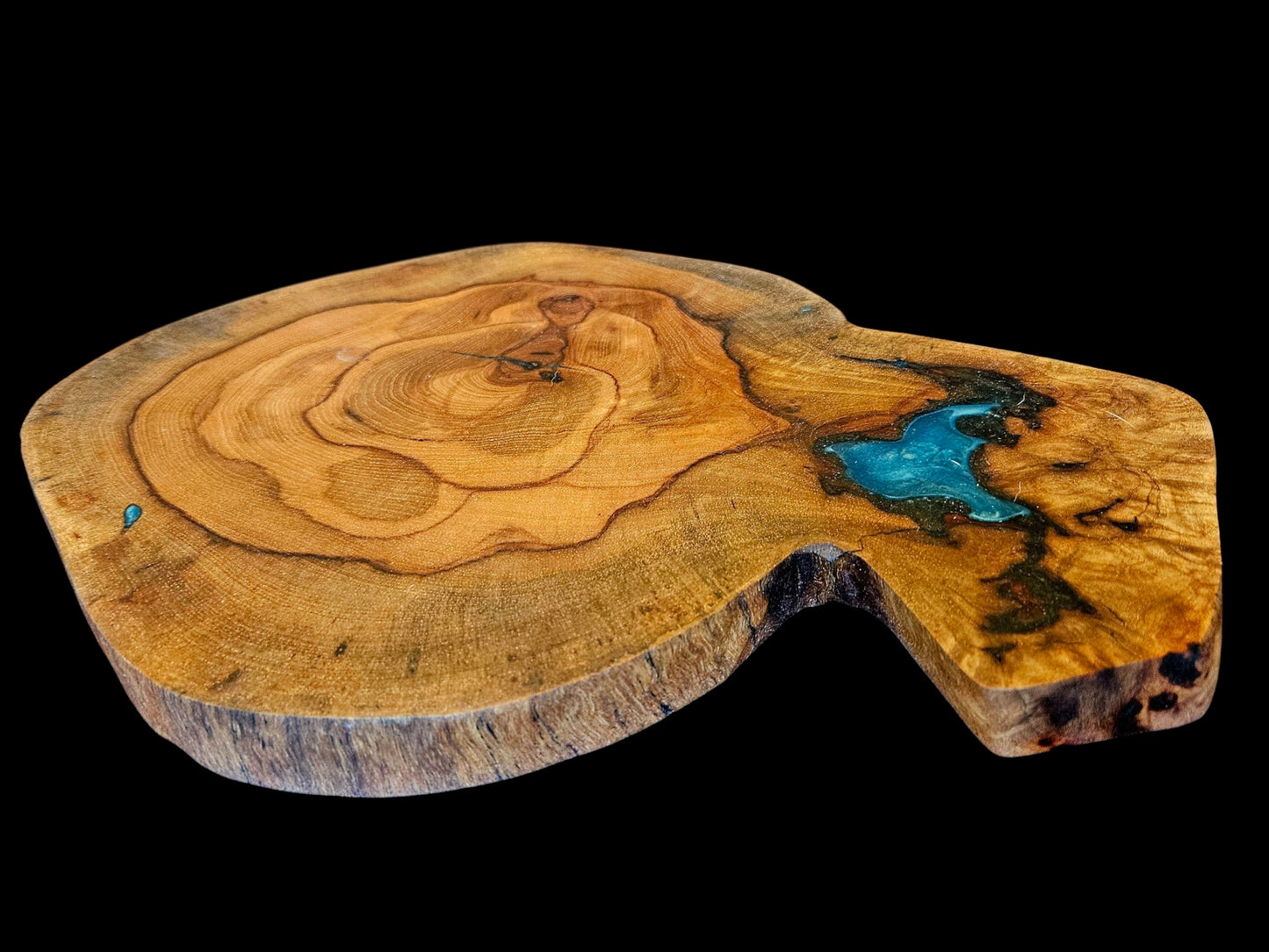 Pecan Charcuterie Board with Turquoise 14" x 11" #590