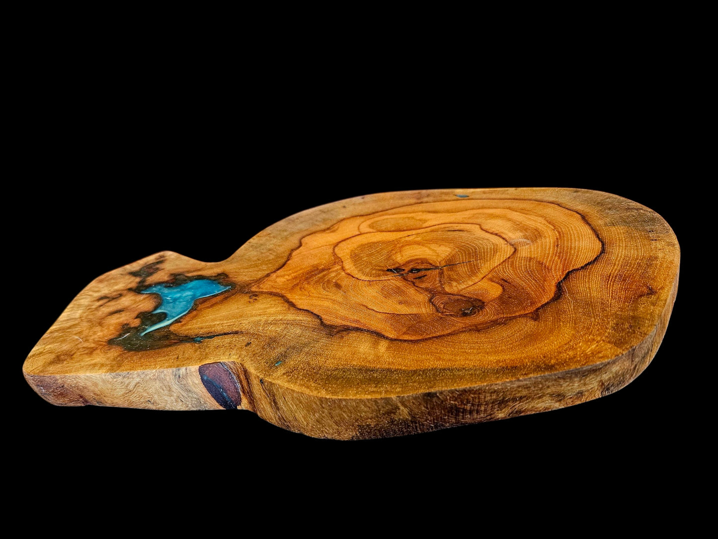 Pecan Charcuterie Board with Turquoise 14" x 11" #590