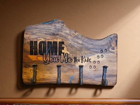 “You, Me & the Kids” Wooden Coat Rack 19" x 13" #602