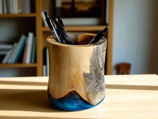 Wood and Turquoise Epoxy dish #668