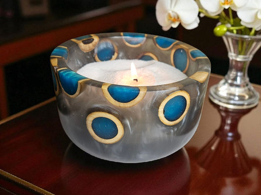 Smokey Grey Dish with Bamboo Turquoise 6" x 3" #612