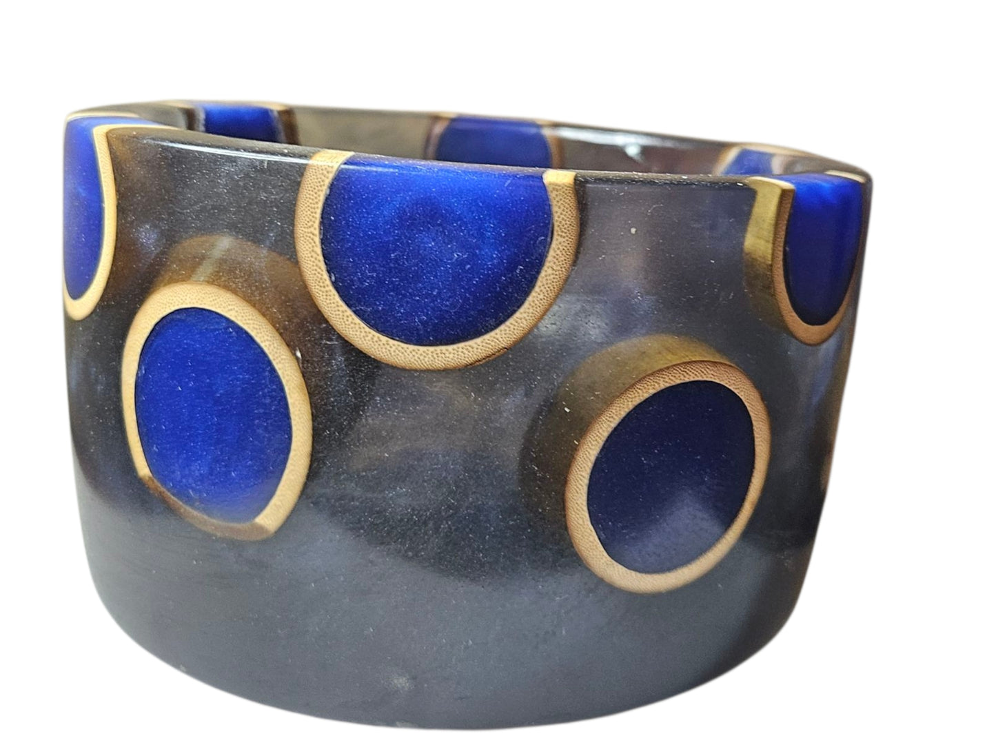 Bamboo Filled With Blue Epoxy in a Smokey Black Dish  #613