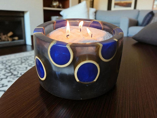 Bamboo Filled With Blue Epoxy in a Smokey Black Dish  #613