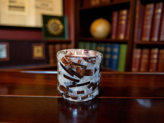 White Epoxy and Walnut Bowl 6" x 6"  #621